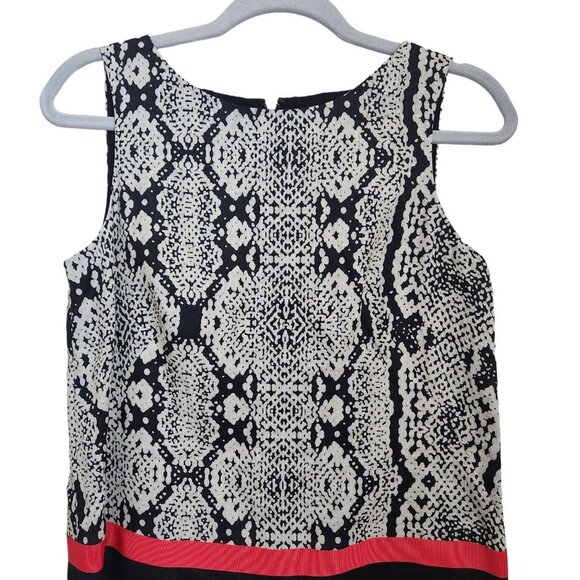 LOFT 100% Linen Dress Snake Print Sleeveless Shift Drop Waist Color Block Sz 6 P - Picture 2 of 11
